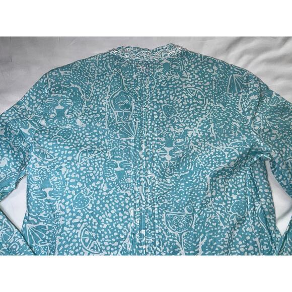 Lilly Pulitzer Sarasota Tunic Size S Blue Ice Cake Teal Beaded Vacation Resort - Picture 11 of 12